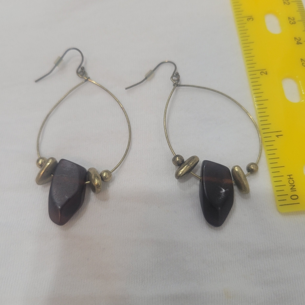 Premier Designs Gold and Brown Teardrop Earrings